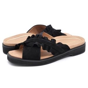 Vionic Azalea black suede slip on sandal 8